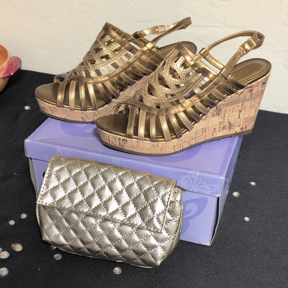 Gold Wedge Sandals
